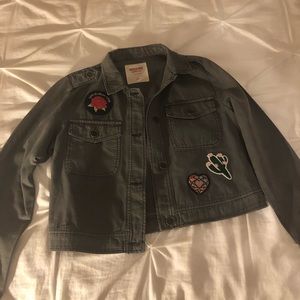 Mossimo Army Green Jacket With Patches